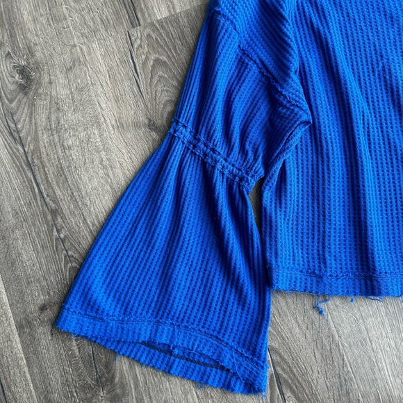 2/$60 Free People we the free royal blue small flare ballon lantern sleeve boho - Picture 7 of 9